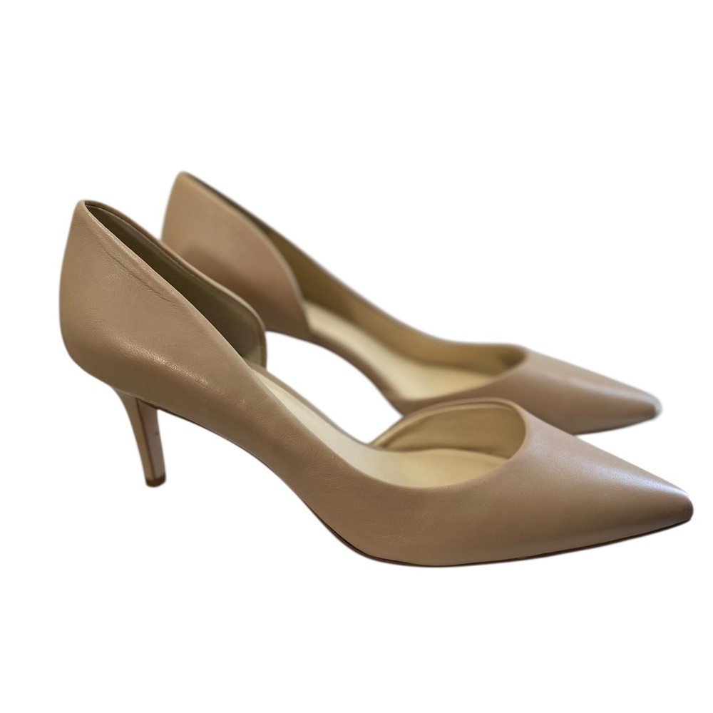 Enzo Angiolini Beige Pointed Toe Nude Heel Pumps | o